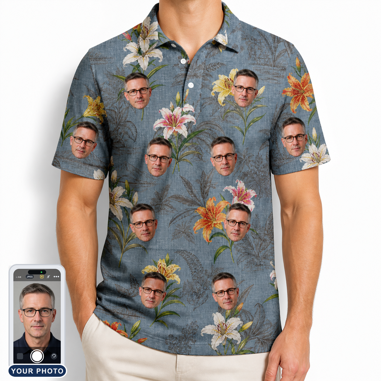 Men's Lotus Limbo Custom Face Polo Shirt