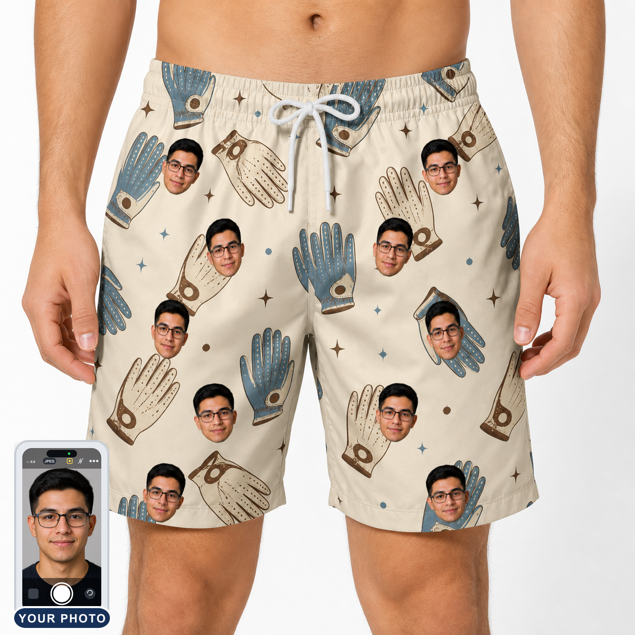 Men's Grip Happens Custom Face Beach Shorts