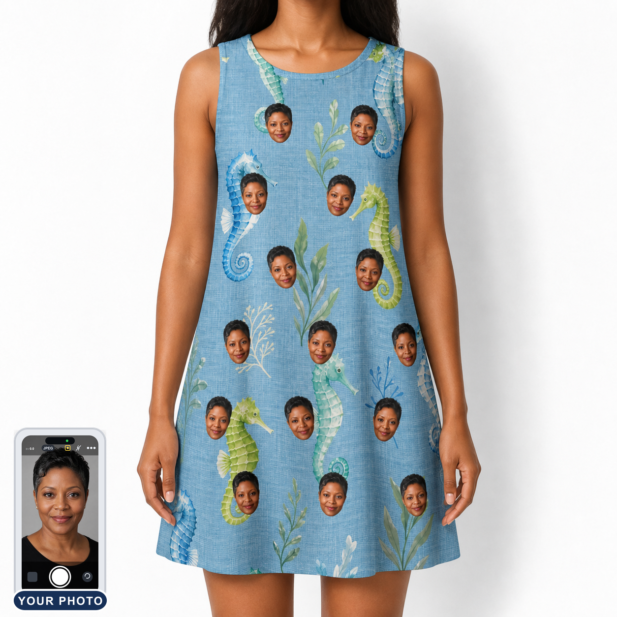 Women's Sea Pony Society Custom Face Tank Dress