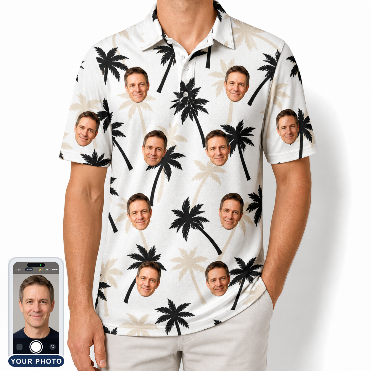 Men's Ylang Ylang Custom Face Polo Shirt