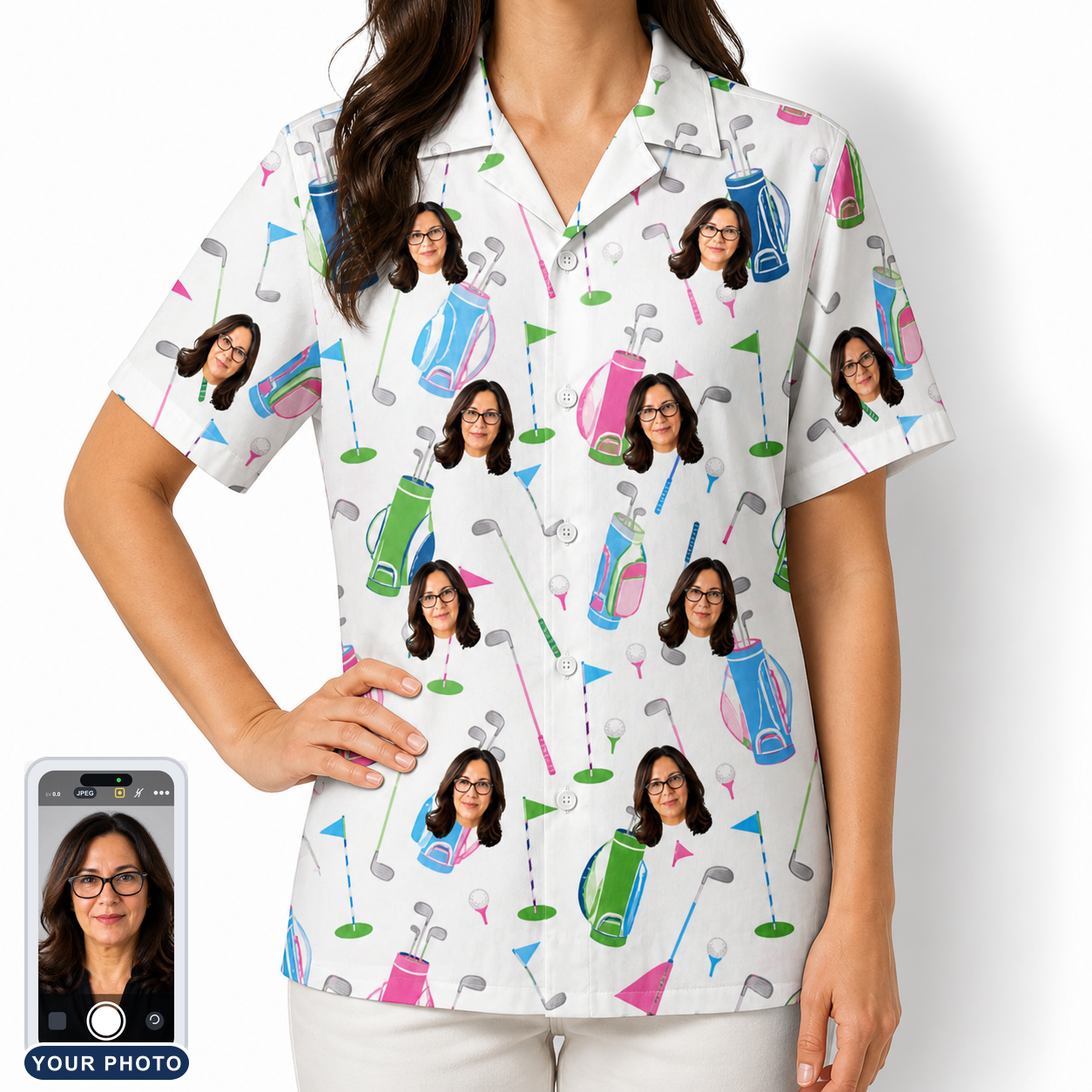 Women's Backspin Bonanza Custom Face Hawaiian Shirt
