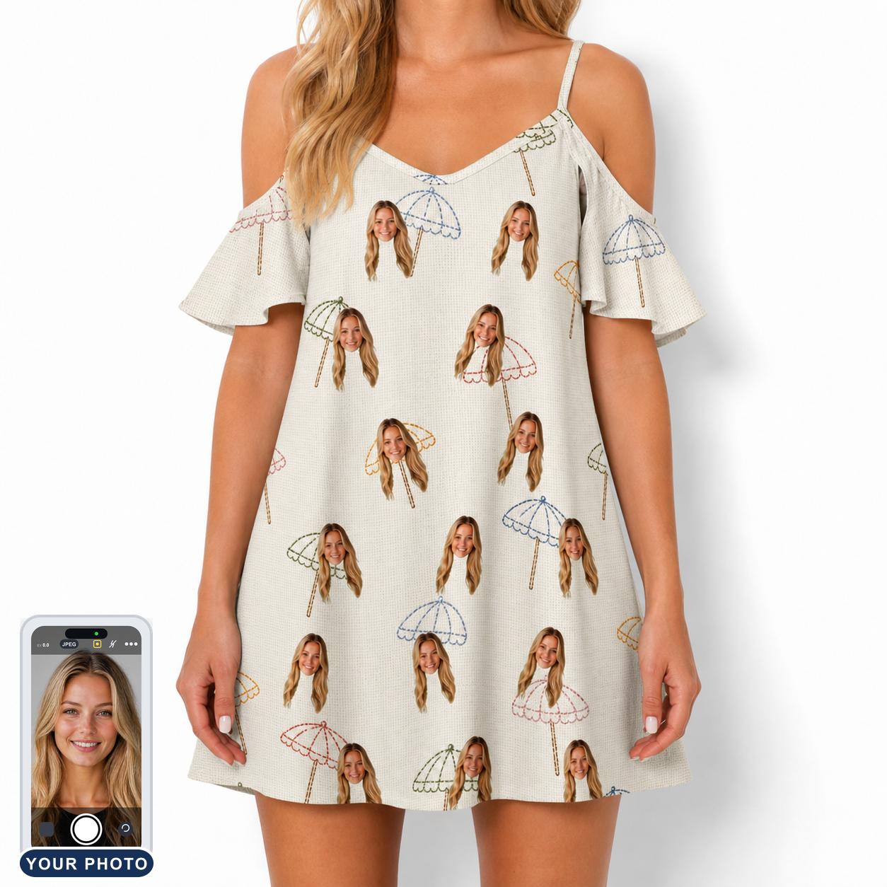 Women's Parasol Pals Custom Face Off-Shoulder Dress