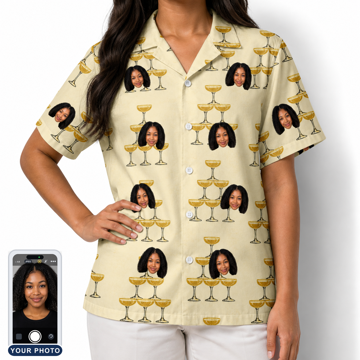 Women's Briny Betrothal Custom Face Hawaiian Shirt