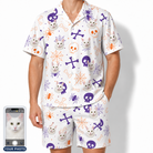 Men's Skull Shuffle Custom Cat Face Shirt & Shorts Set