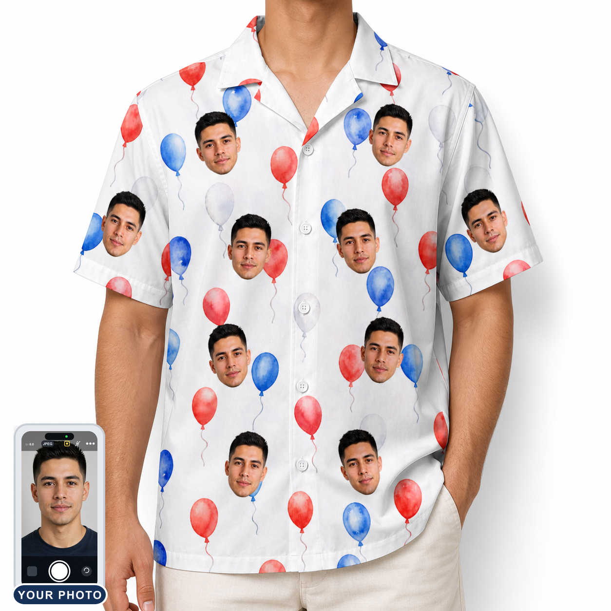 Men's Rocket Ribbons Custom Face Hawaiian Shirt