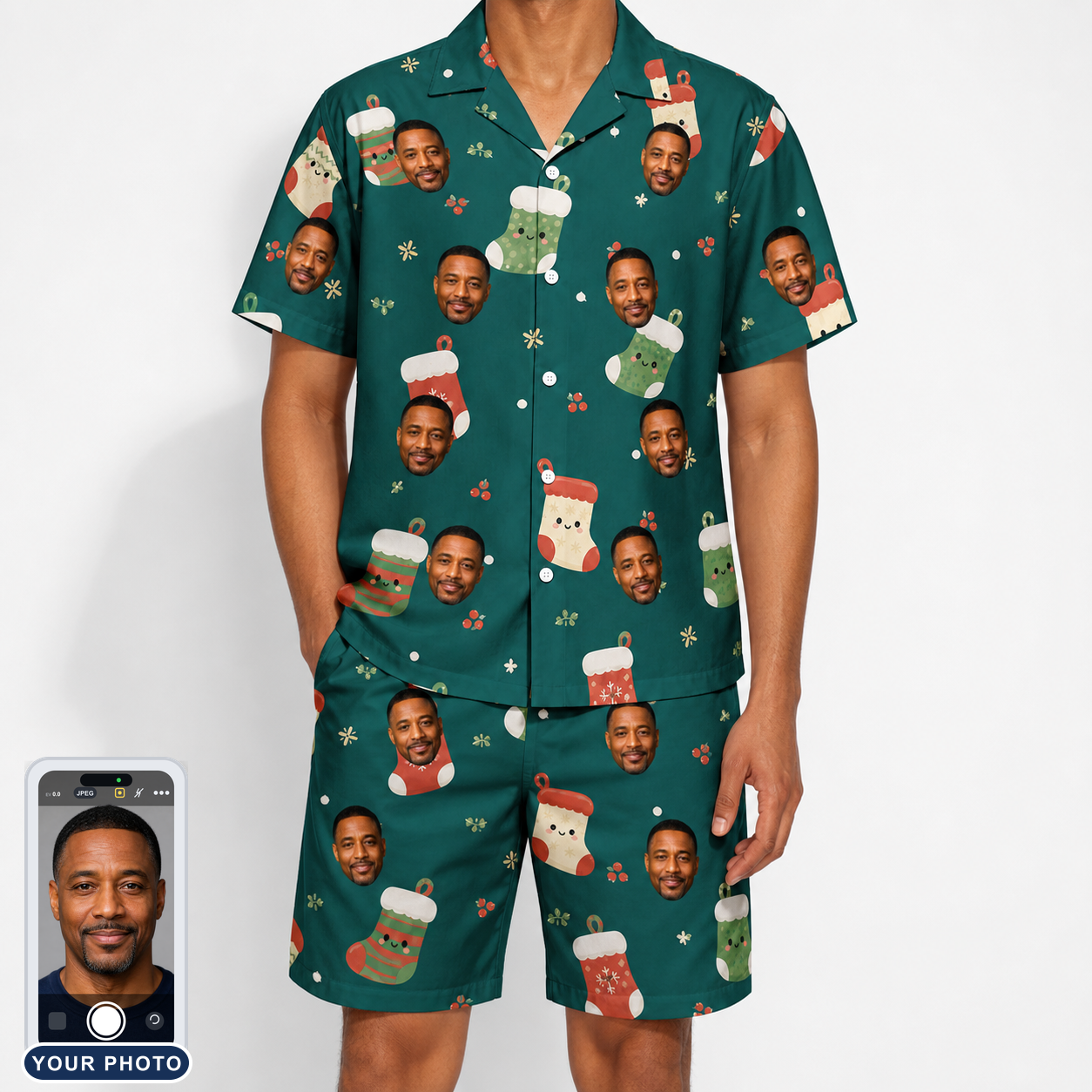 Men's Chimney Cheer Custom Face Shirt & Shorts Set