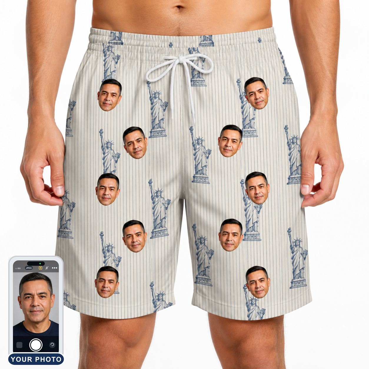 Men's Harbor Halo Custom Face Beach Shorts