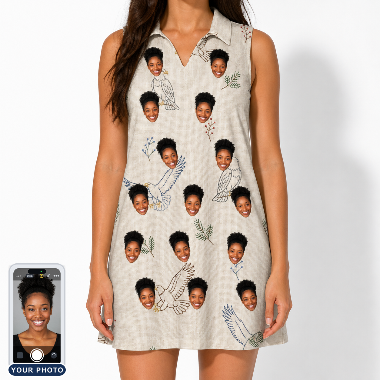 Women's Talon Toast Custom Face V-Neck Dress