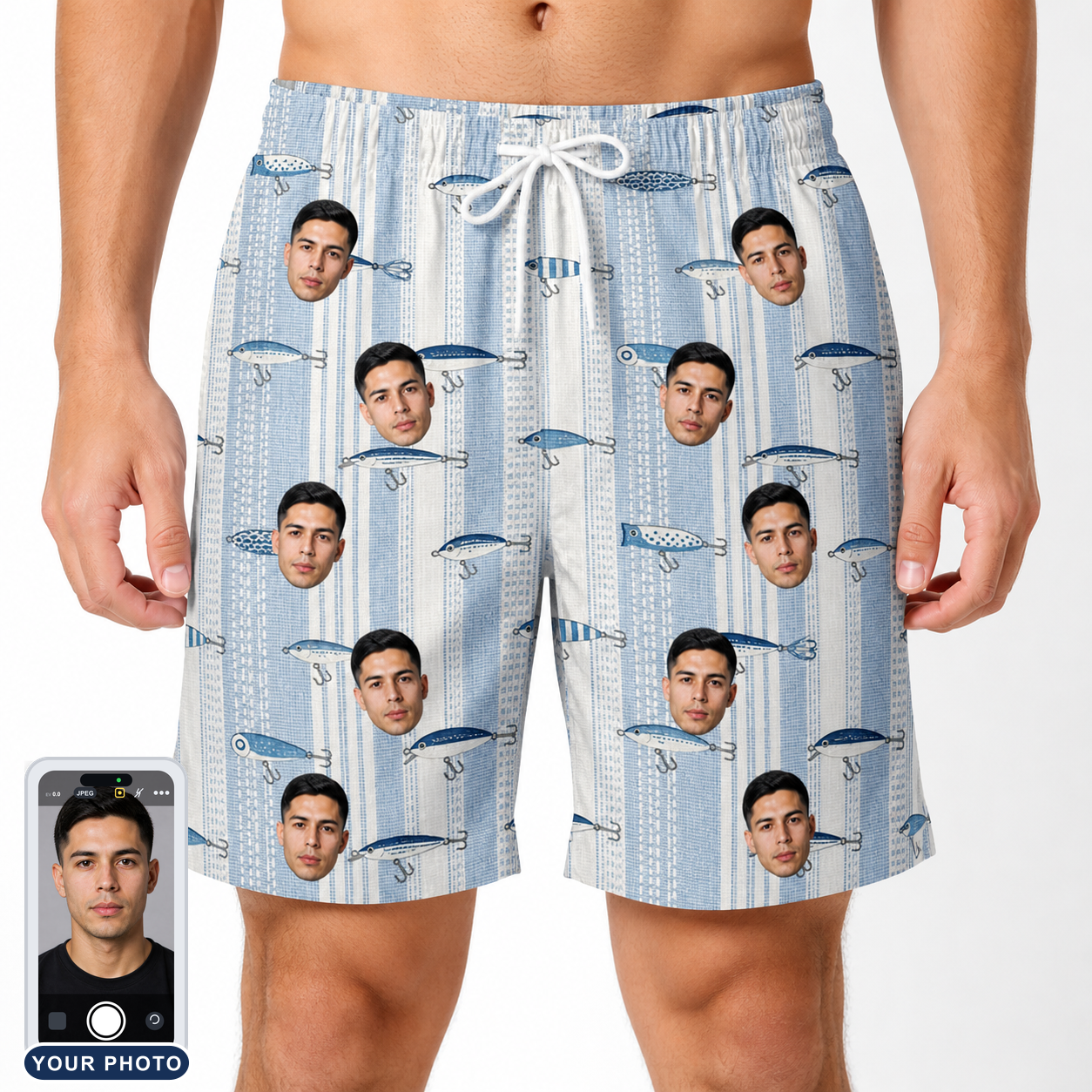 Men's Spoon Sizzle Custom Face Beach Shorts