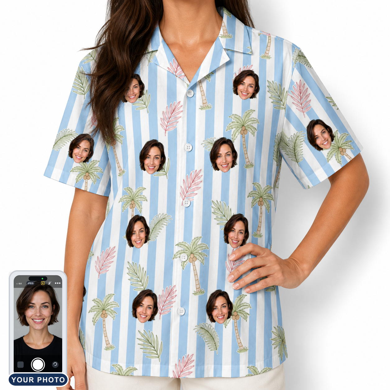 Women's Frond Fandango Custom Face Hawaiian Shirt