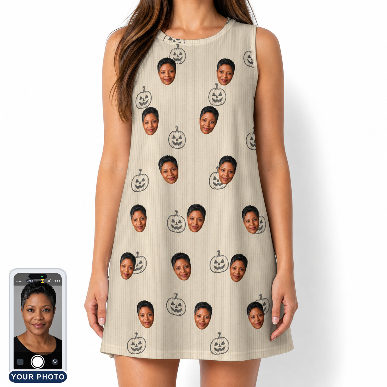 Women's Cucurbit Chuckles Custom Face Tank Dress