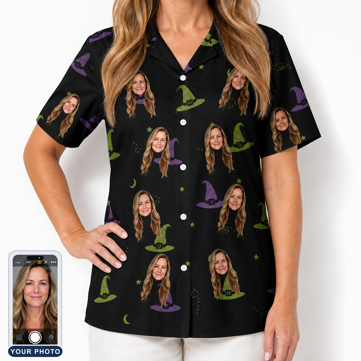 Women's Pointy Party Custom Face Hawaiian Shirt