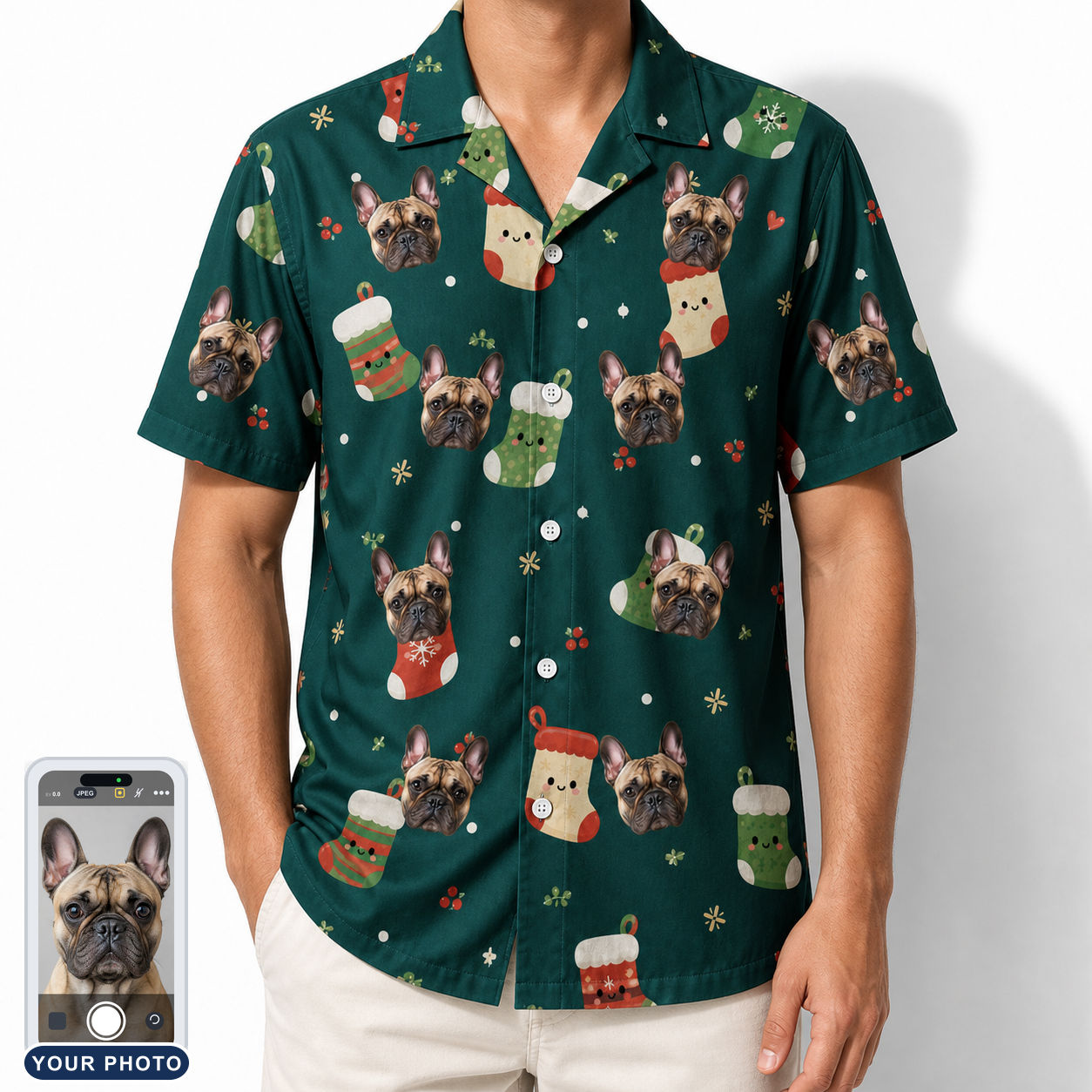 Men's Chimney Cheer Custom Dog Face Hawaiian Shirt