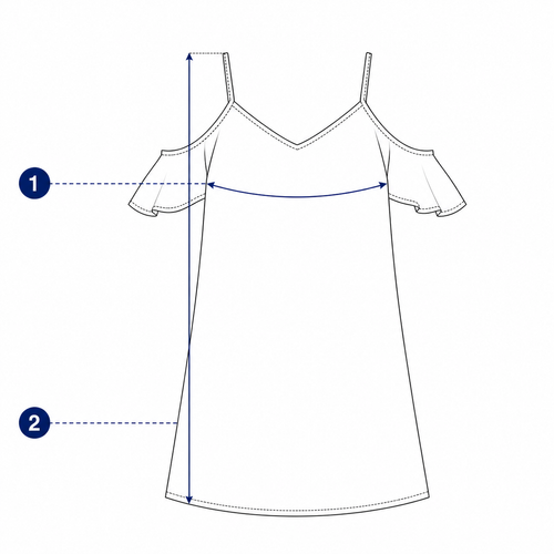 Off-shoulder dress measurement diagram