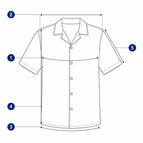 Men’s Hawaiian shirt measurement diagram