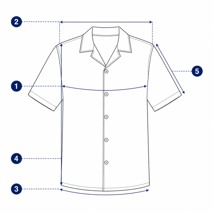 Men’s Hawaiian Shirt measurement points