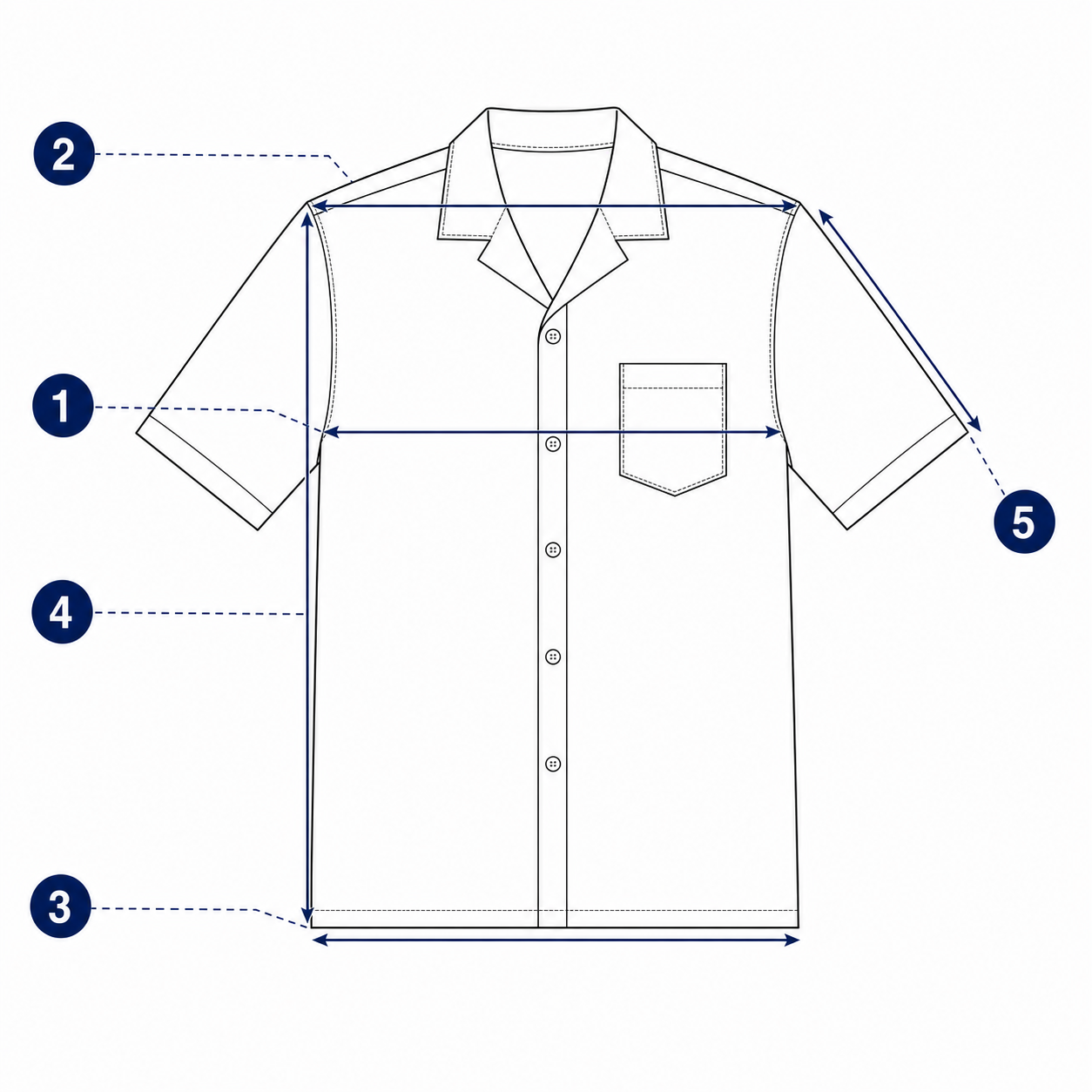 Hawaiian shirt measurement diagram