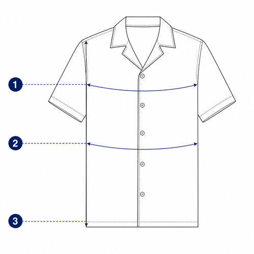 Women’s Hawaiian shirt measurement diagram