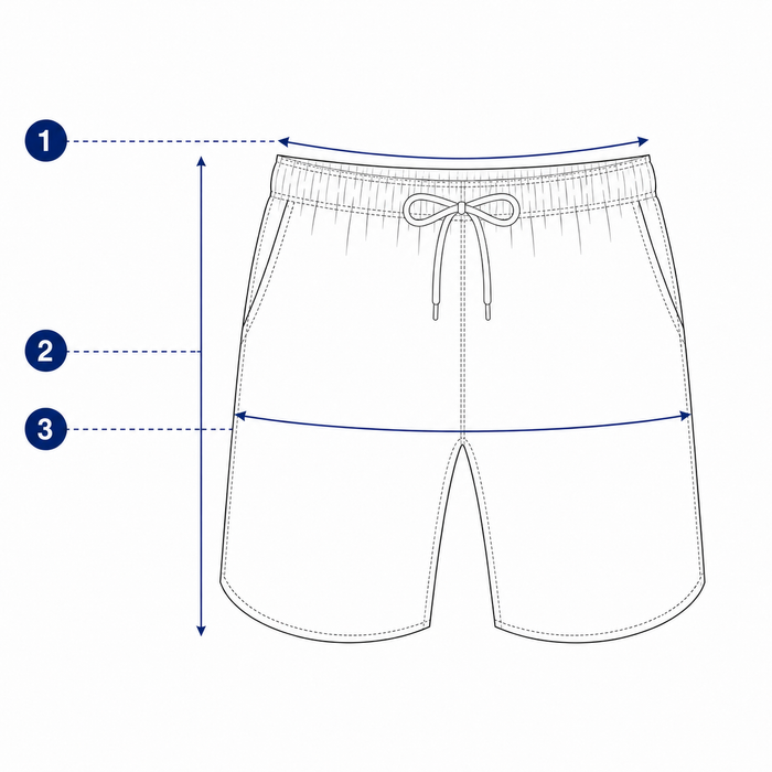 Beach Shorts measurement points